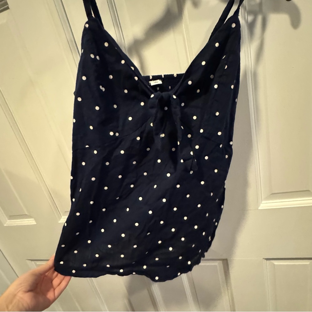 Old Navy Navy Blue Polka Dot Tie-Front Tank Top Women’s Small‎